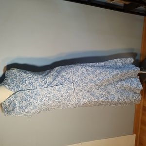 LIZ CLIBORNE PETITE 2 PIECE SET SHIRT PS- MAXI SKIRT P4 Blue Floral on W…